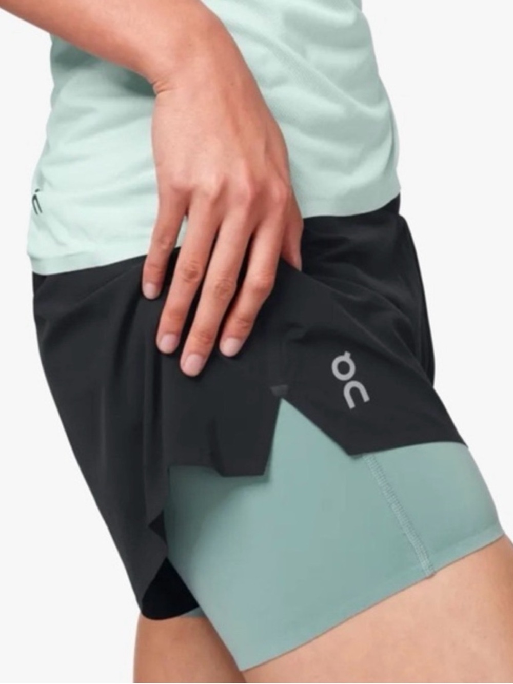 ON Performance Running Shorts in Black/Sea